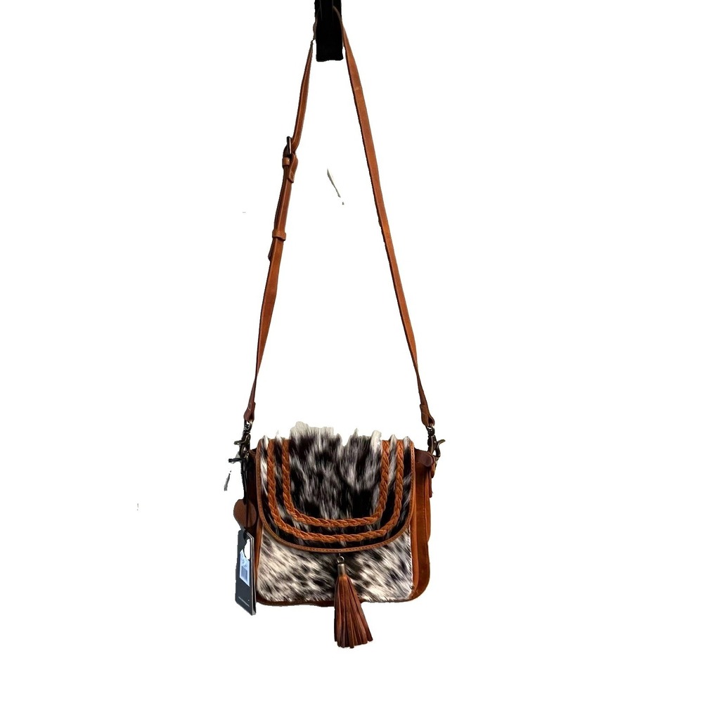Myra Bag Western Small Crossbody Animal Print Tassel Zip, Detachable Strap
